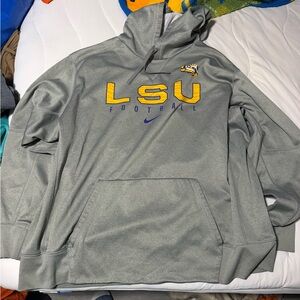 Nike Gray LSU Football Crewneck Hoodie with Yellow Logo